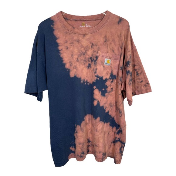 Carhartt Other - Carhartt Bleach Tie Dye Pocket Tee XL Navy Oversized T-Shirt Upcycled Casual